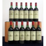 12 bts Ch. Fonroque 1982 owc - sl damaged (missing lid) St-Émilion Grand Cru Classé 1 i.n, 5 ts, 2