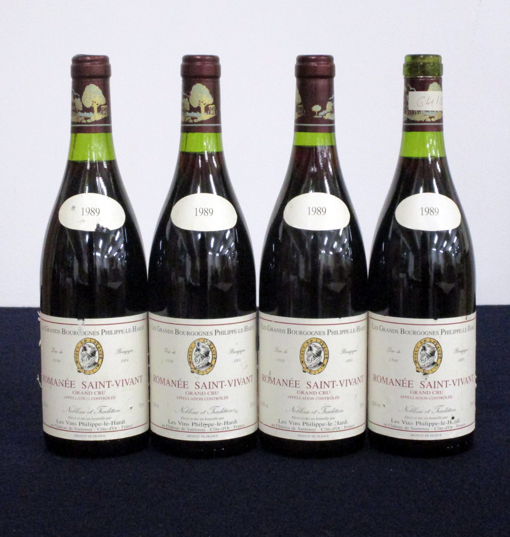 4 bts Romanée Saint-Vivant Grand Cru Noblesse et Tradition, 1989 Les Vins Philippe-Le-Hardi 1 i.n, 1