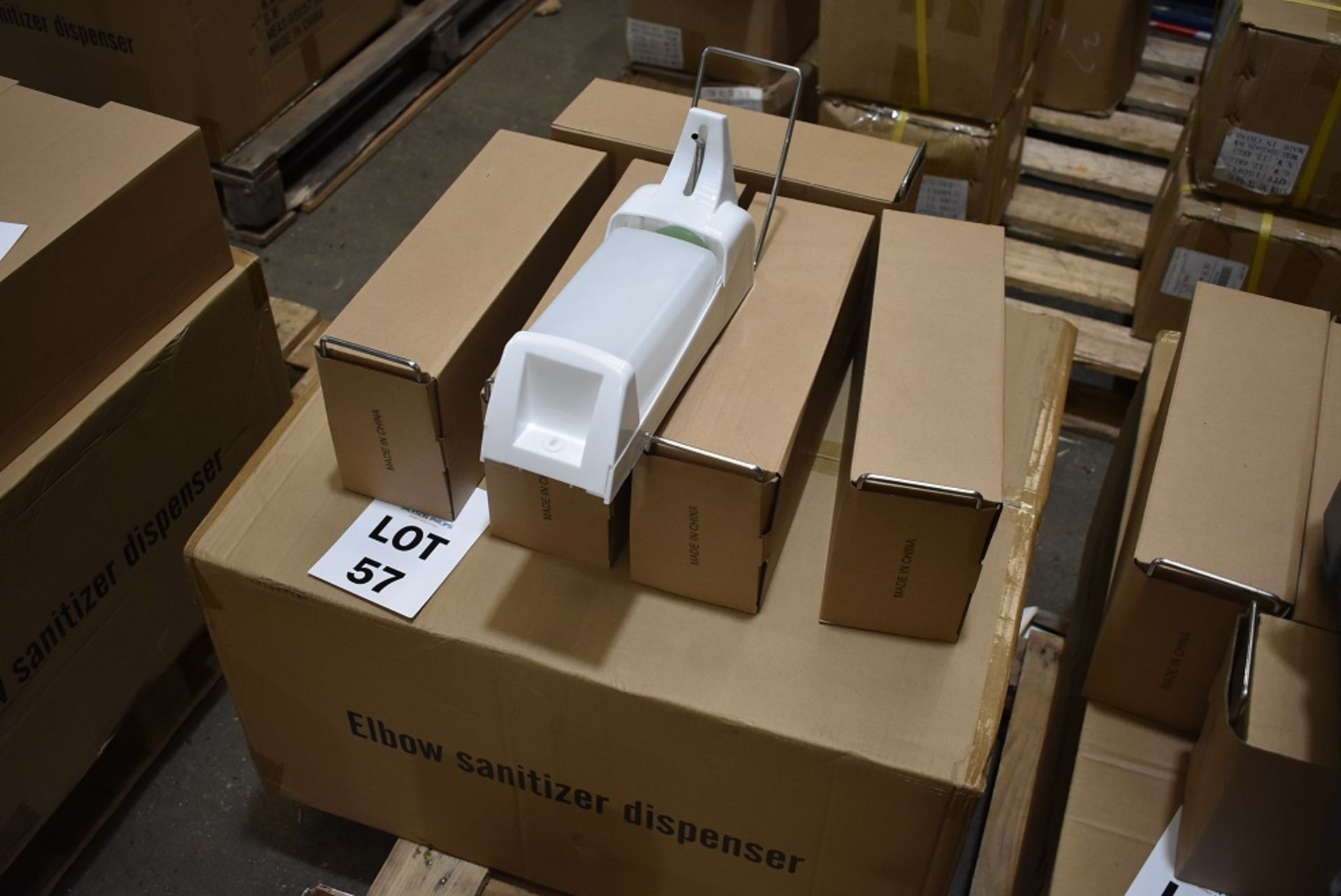 25 NEW & UNUSED BOXED ELBOW OPERATED SANITIZER DISPENCERS