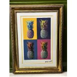 Andy Warhol-(1928-1987) "Pineapple" Castelli NY Original Numbered Lithograph #33/100, Ornate Framed.