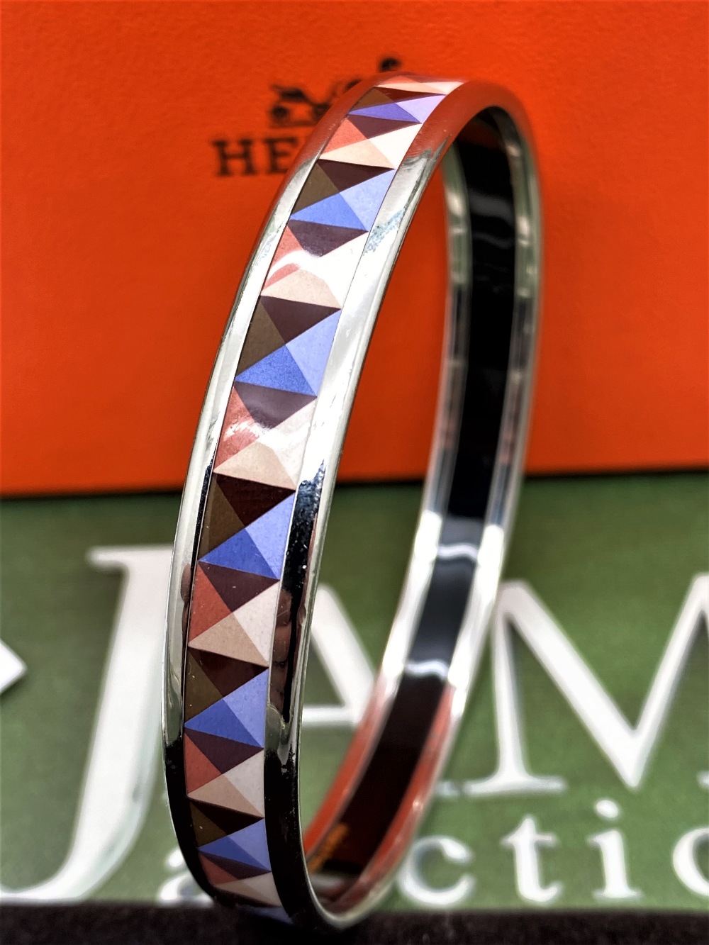 Hermes Ceramic & Silver Monogram Bracelet - Image 6 of 8