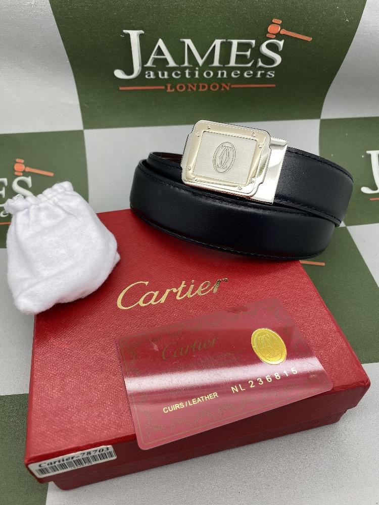 Cartier Paris Santos Edition Gold Plated Buckle & Leather Belt - Image 5 of 7