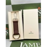 Rolex Official Merchandise- Leather/Chrome Finish Key Ring-New Example
