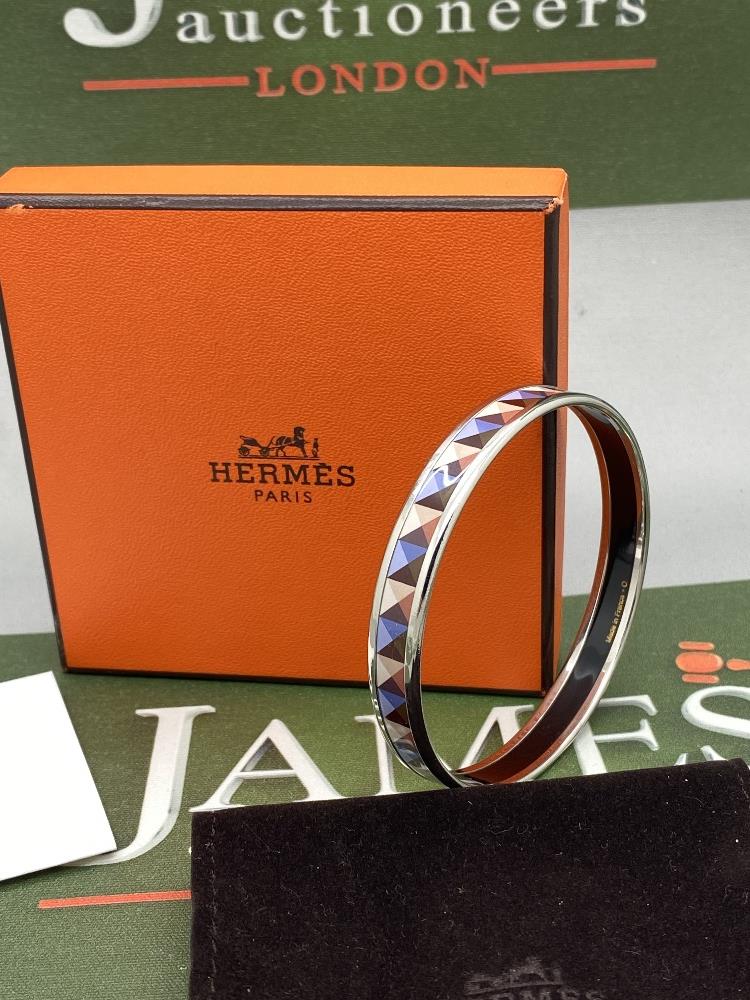 Hermes Ceramic & Silver Monogram Bracelet - Image 2 of 8