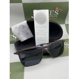 Hackett London Gent`s Zeiss Titanium/Carbon Fibre Dark Wood Framed Sunglasses