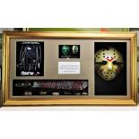 Signed 3D Friday the 13th Jason Display With Mask & Machete led lighting