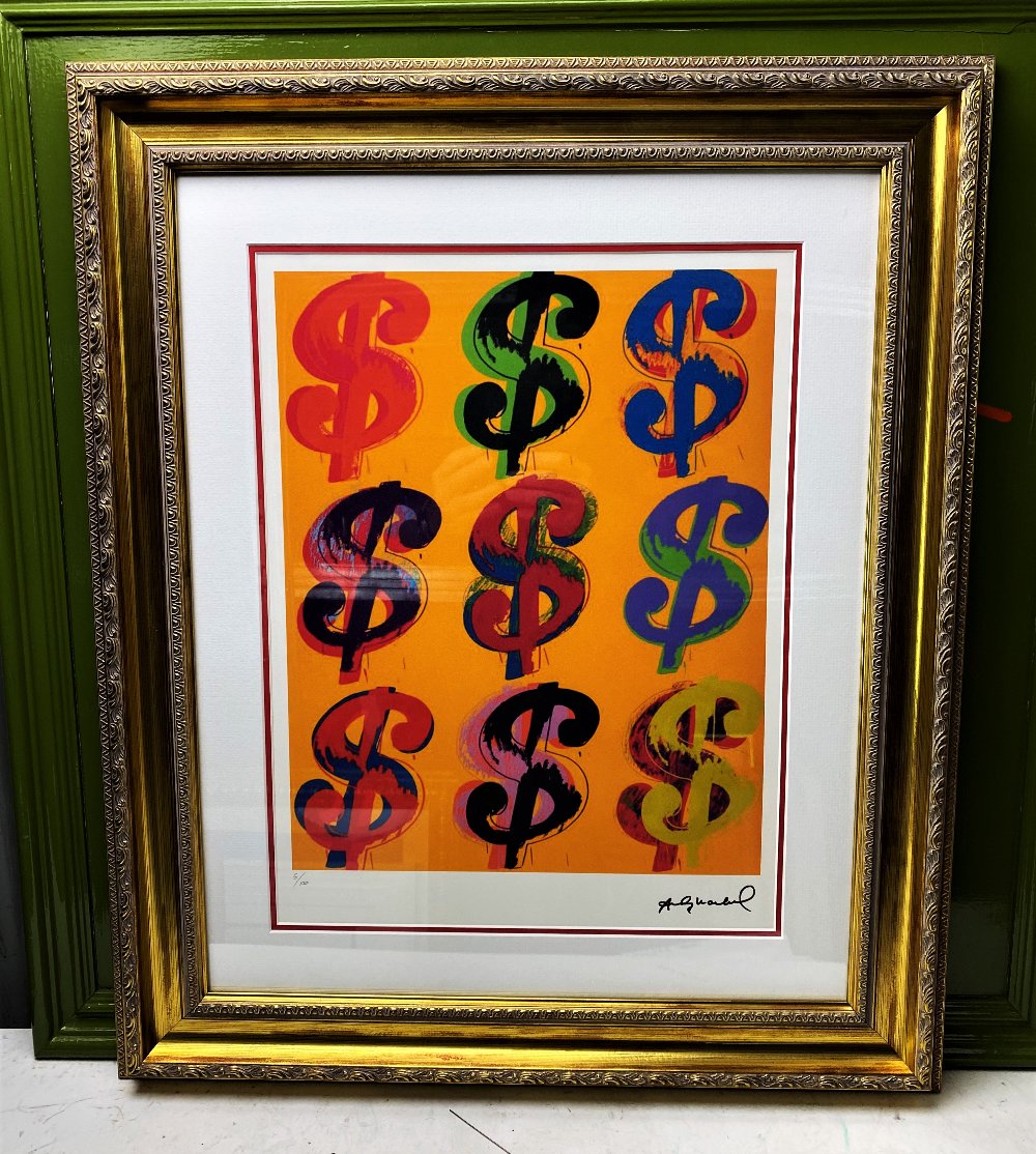 Andy Warhol (1928-1987) "$” Castelli NY Original Numbered Lithograph #5/100, Ornate Framed.