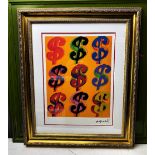 Andy Warhol (1928-1987) "$” Castelli NY Original Numbered Lithograph #5/100, Ornate Framed.
