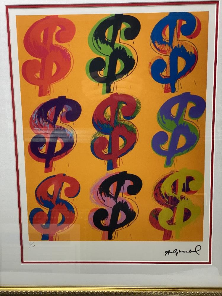 Andy Warhol (1928-1987) "$” Castelli NY Original Numbered Lithograph #5/100, Ornate Framed. - Image 2 of 7