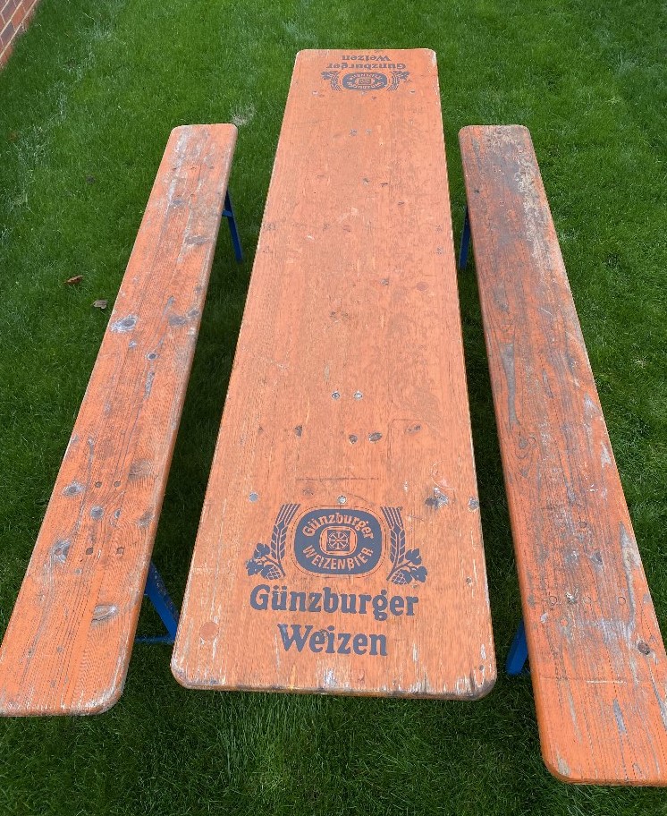 Original German Beer Hall Long Table & Benches