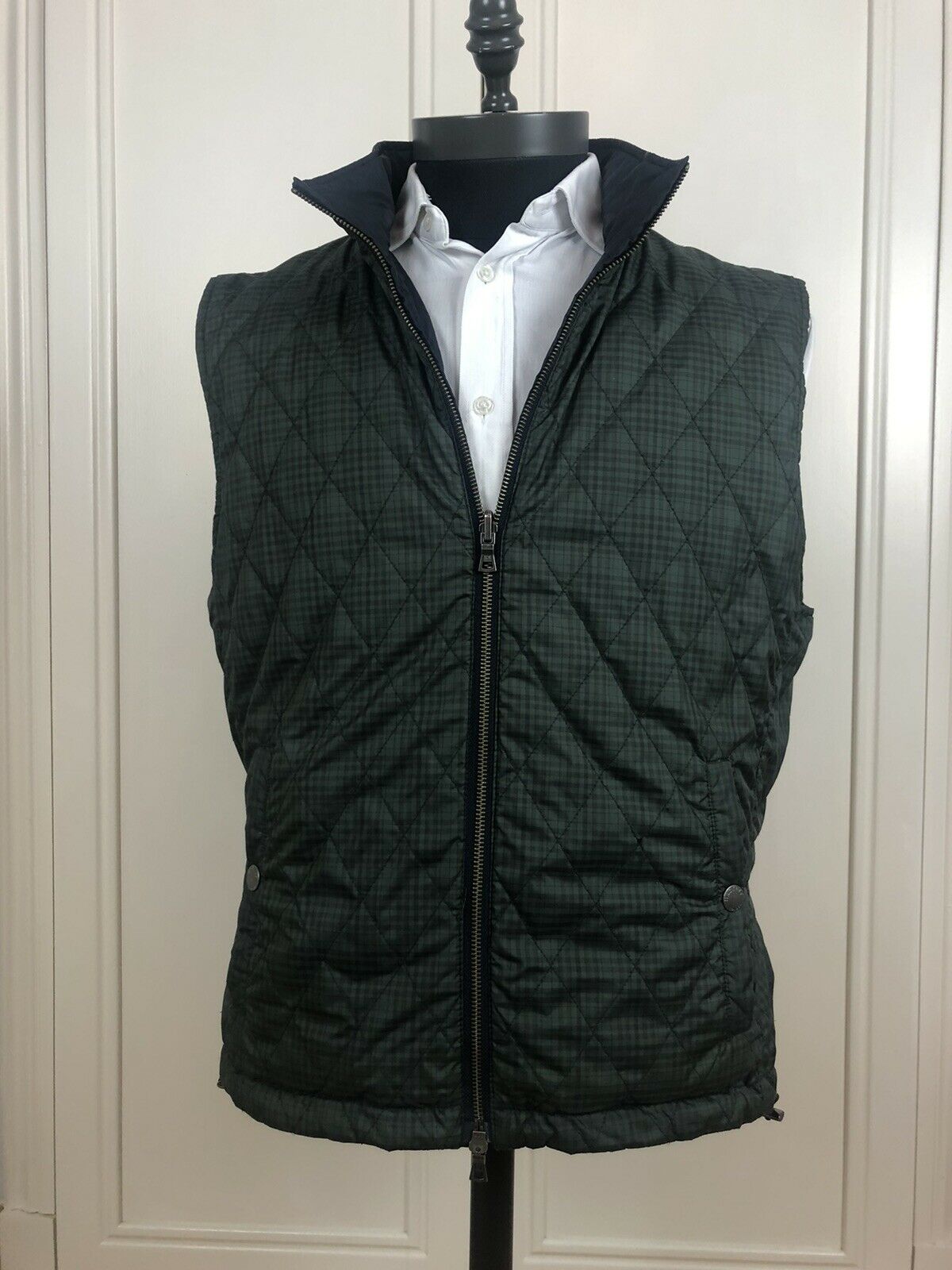 Hackett Reversible Navy & Green Check Gilet/Under Jacket - Image 9 of 17