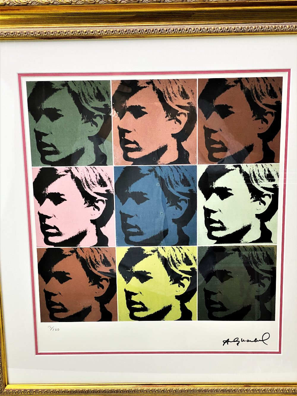 Andy Warhol (1928-1987) “Warhol Self Portrait x 4” Numbered #15/100 Lithograph, Ornate Framed. - Image 3 of 11