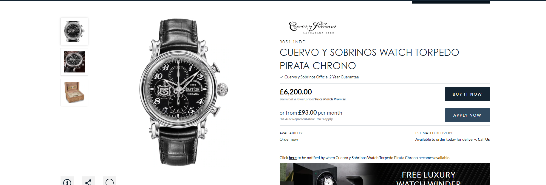 Cuervo y Sobrinos Pirata Torpedo Moon Phase Chronograph Watch #124 of 125, Rrp $16,k - Image 20 of 27