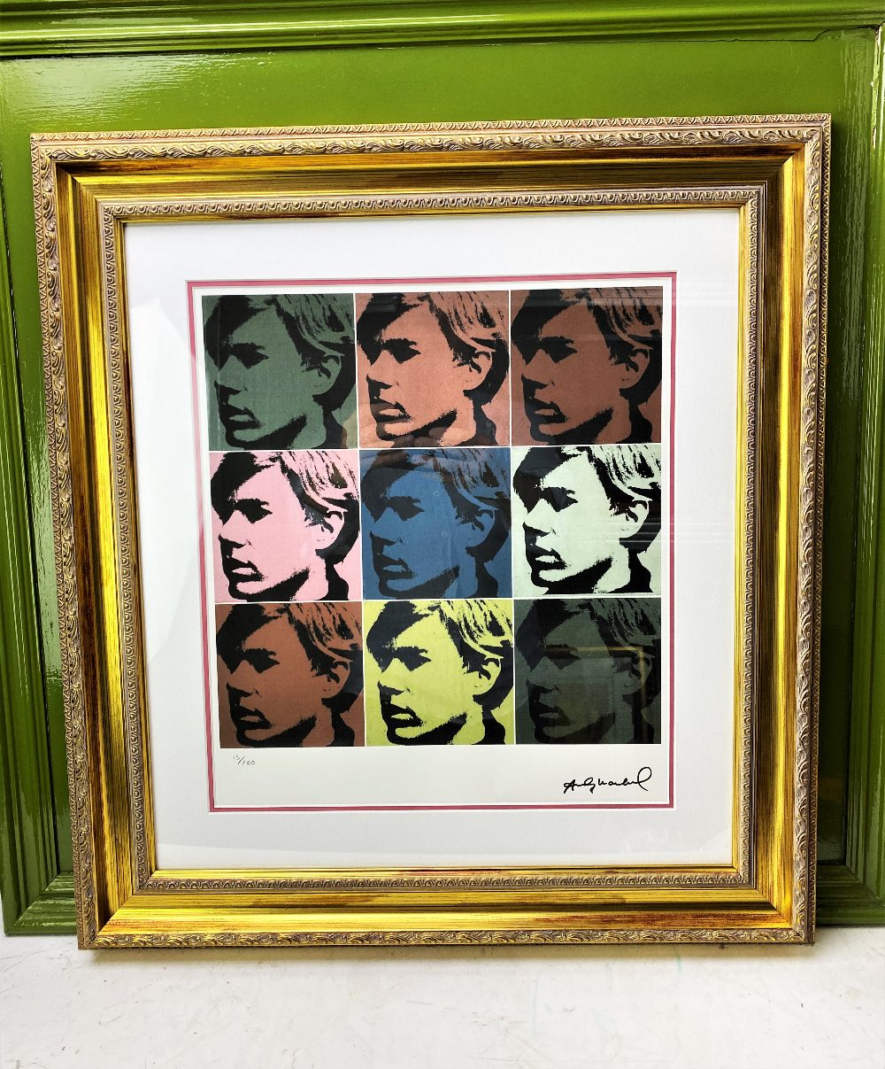 Andy Warhol (1928-1987) “Warhol Self Portrait x 4” Numbered #15/100 Lithograph, Ornate Framed.