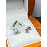 Pair of New 1.36 Carat Round Cut VS1/D Diamond Stud Earrings On 14K Hallmarked White Gold