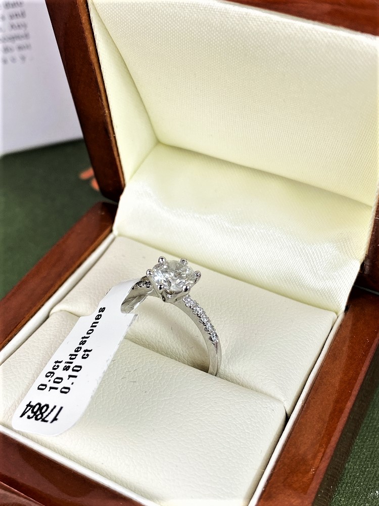 A New 1 Carat Round Cut VS2/D Solitaire Pave Diamond Ring 14K White Gold - Image 6 of 8