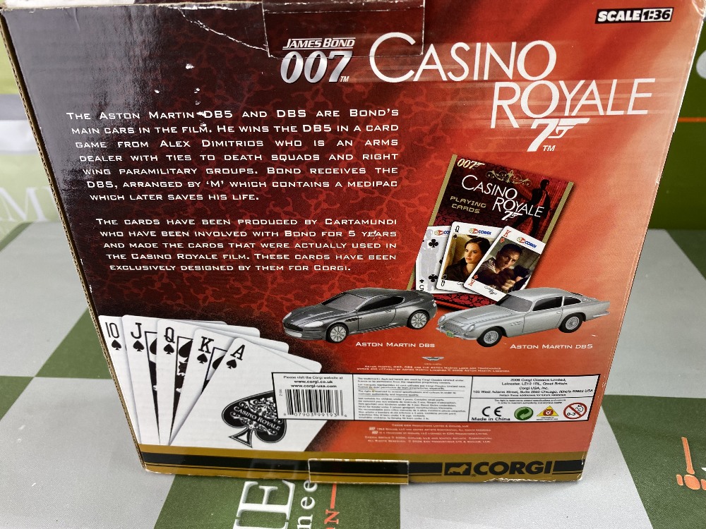 Corgi James Bond Casino Royale Aston Martin DB5 and DBS and playing cards - Image 5 of 6