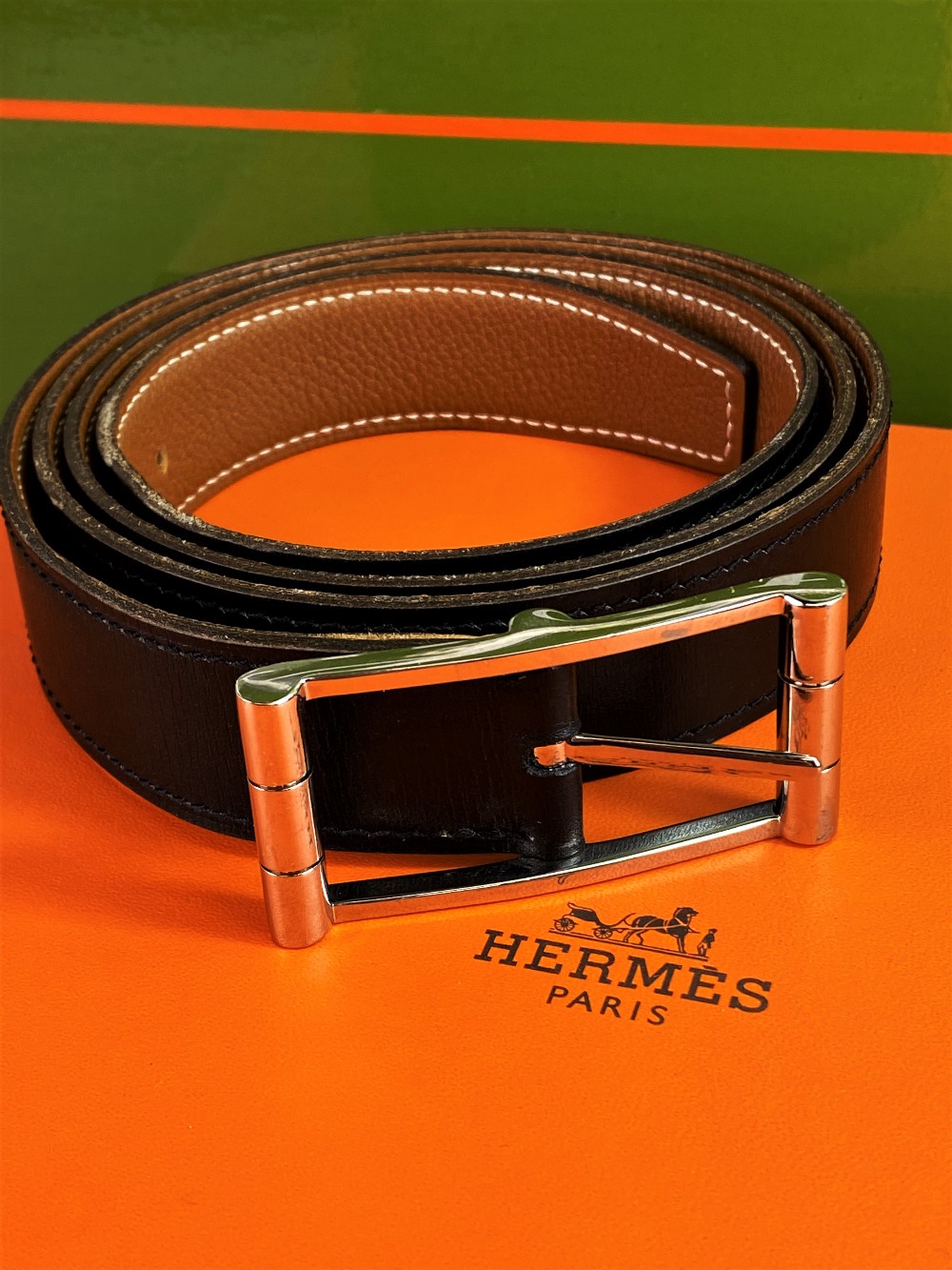 Hermes Paris Gent`s 105 Reversible Black Belt - Image 5 of 5