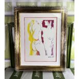 Andy Warhol-(1928-1987) "Lovers" Castelli NY Original Numbered Lithograph #73/100, Ornate Framed.