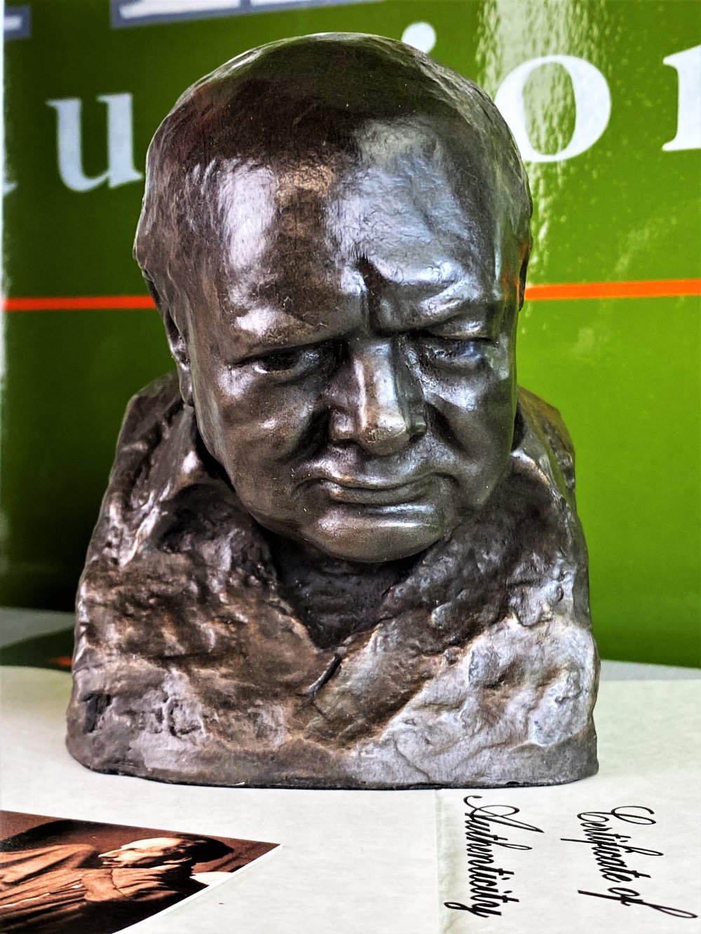 Winston Churchill Signed Oscar Nemon Wartime Leader Bronze Resin Bust - Image 2 of 6