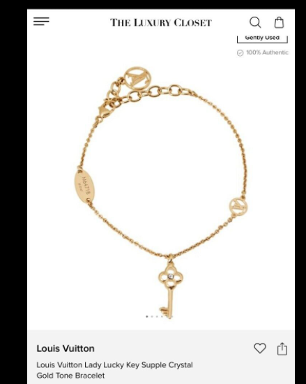 Louis Vuitton Paris Gold & Swarovski Crystal Lady Lucky Key Bracelet Gold RRP £320 - Image 11 of 11