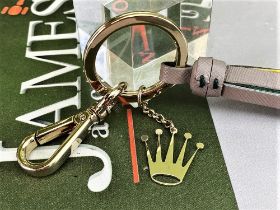 Rolex Official Merchandise- Leather/Chrome Key Ring-New Example