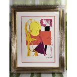 Andy Warhol-(1928-1987) "Lovers" Castelli NY Original Numbered Lithograph #23/100, Ornate Framed.