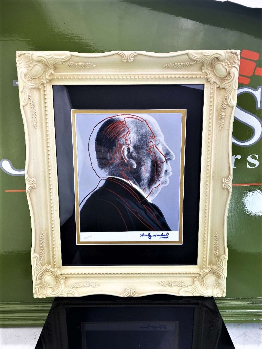 Andy Warhol 1984-"Alfred Hitchcock" Double Mount Numbered Lithograph-Ornate Framed.