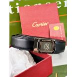 Cartier Paris Santos Edition Gold Plated Buckle & Leather Belt