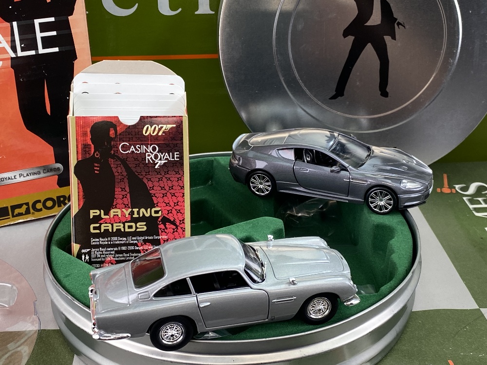 Corgi James Bond Casino Royale Aston Martin DB5 and DBS and playing cards