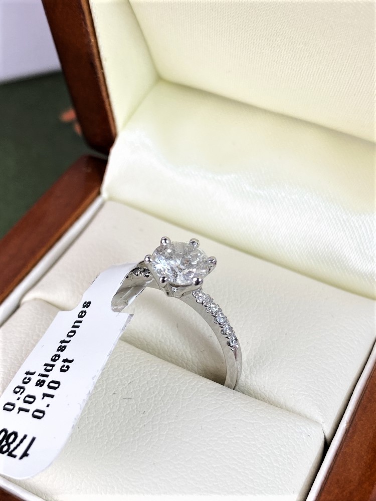 A New 1 Carat Round Cut VS2/D Solitaire Pave Diamond Ring 14K White Gold - Image 8 of 8