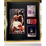 Muhammad Ali Signed Boxing Glove & Photo Vs Sonny Liston Montage