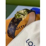 Louis Vuitton Classic Monogram Leather & Gold Plated Bracelet