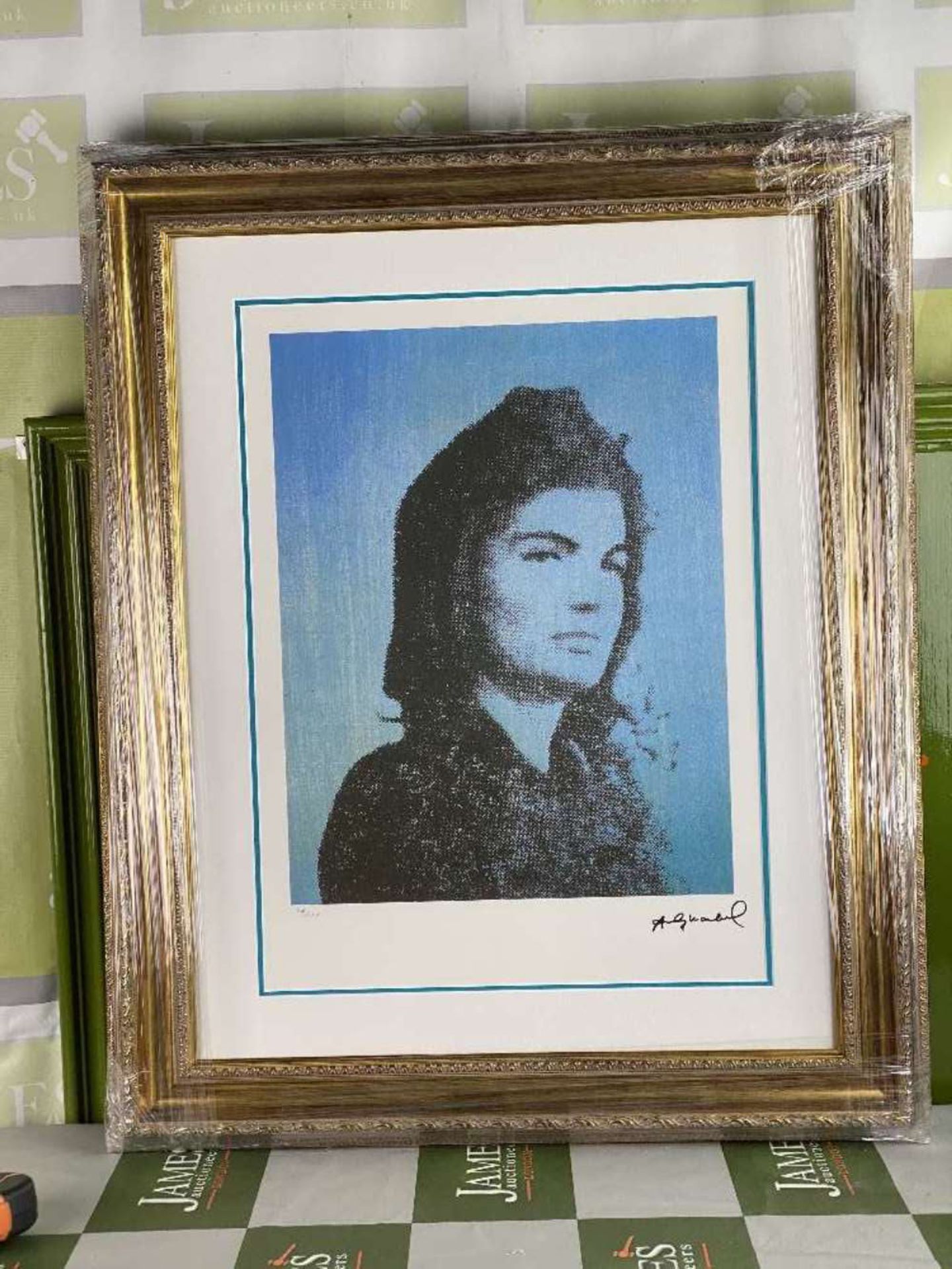 Andy Warhol-(1928-1987) "Jackie O"Castelli NY Original Numbered Lithograph #54/100, Ornate Framed. - Image 7 of 7