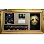 Signed 3D Friday the 13th Jason Display With Mask & Machete led lighting