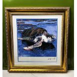 Andy Warhol-(1928-1987) "Turtle"Castelli NY Original Numbered Lithograph #82/100, Ornate Framed.