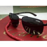 Cartier Aviator Sunglasses With Black Frame, Wood Arms.