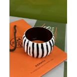 Hermes Paris "Zebra" Polished Horn Bangle/Bracelet - New Ex