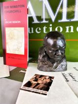 Winston Churchill Signed Oscar Nemon Wartime Leader Bronze Resin Bust
