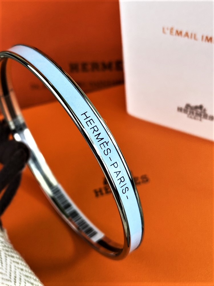 Hermes Paris Uni Bangle In Colour Bleu Polaire