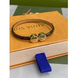 louis Vuitton Monogram Leather & Gold Bracelet