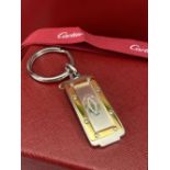 Cartier-Santos de Cartier keyring - Nickel & 18 Ct Gold Plate.