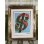Andy Warhol (1928-1987) “Dollar” Numbered #65/100 Lithograph, Ornate Framed.