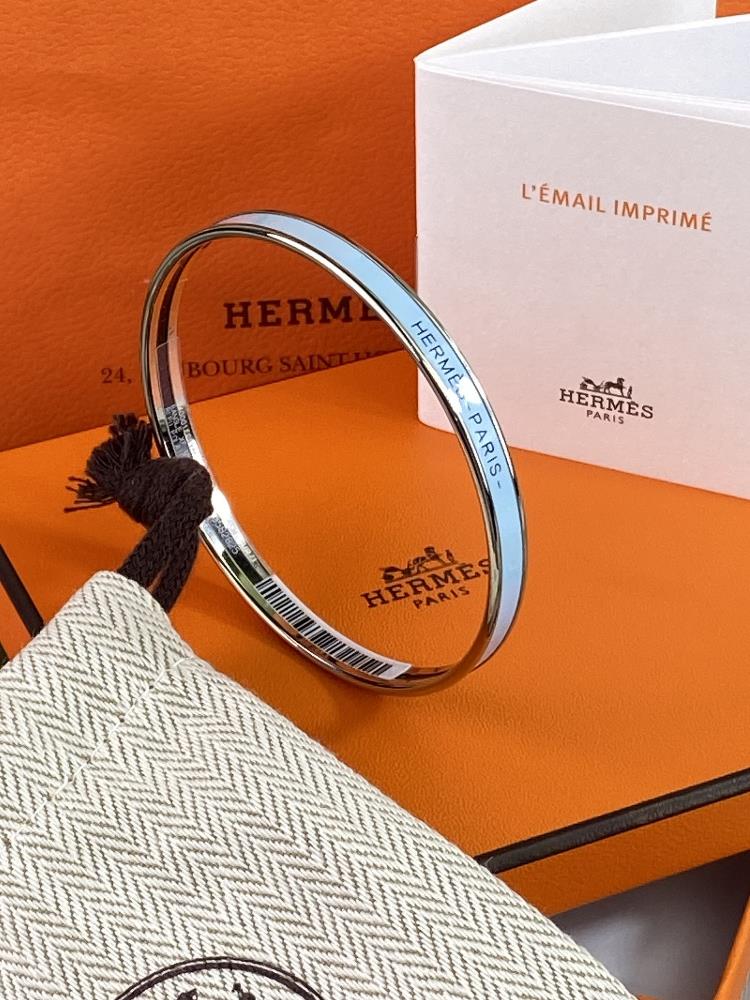 Hermes Paris Uni Bangle In Colour Bleu Polaire - Image 2 of 5