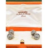 Hermès Paris Vintage Solid Silver Paire de Boutons de Manchette Balles de Golf Argent