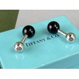 Tiffany & Co "Dumbell" Sterling Silver & Onyx Cufflinks