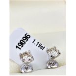 Pair of New 1.19 Carat Round Cut VVS2/D Diamond Earrings