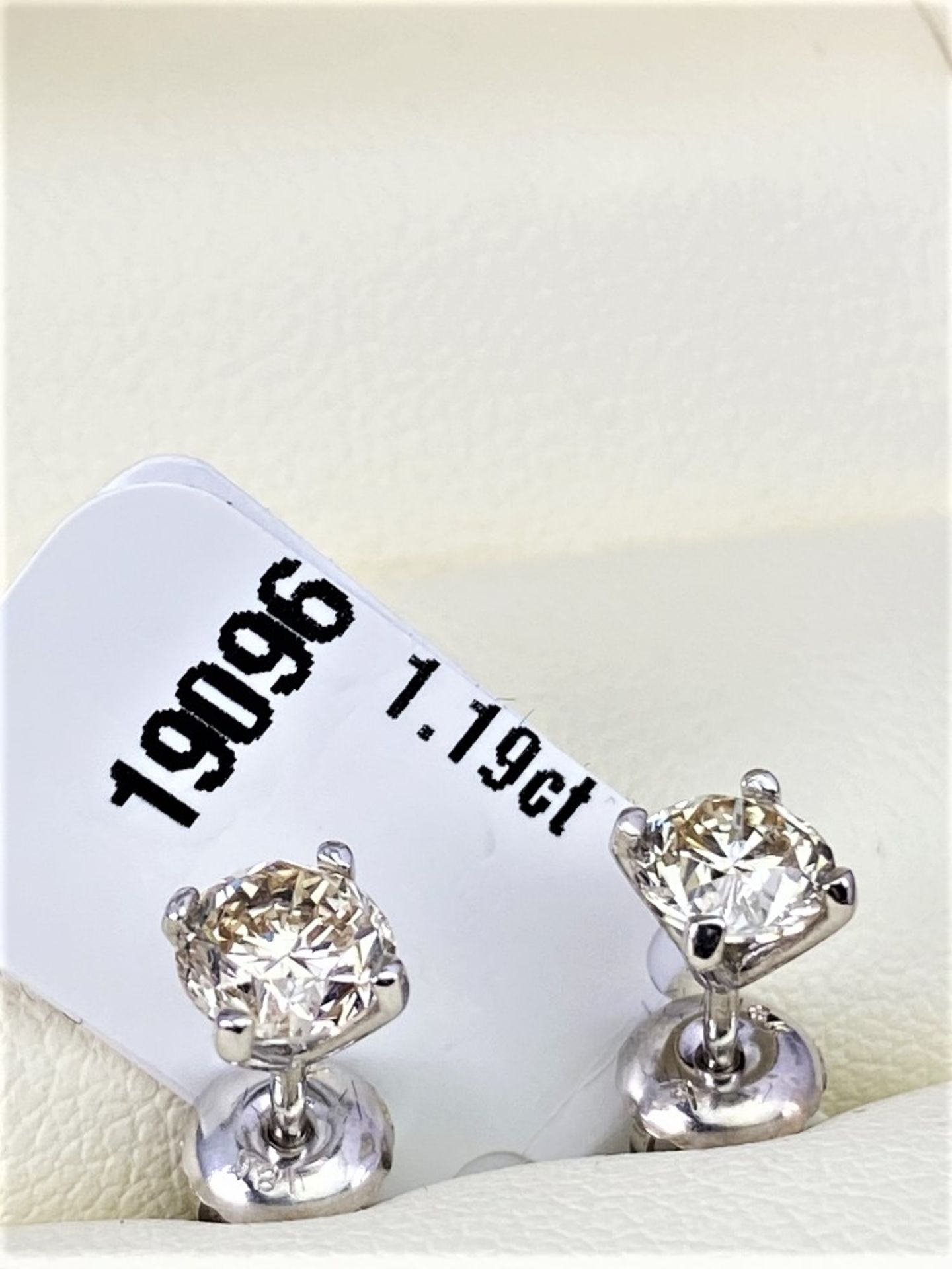 Pair of New 1.19 Carat Round Cut VVS2/D Diamond Earrings