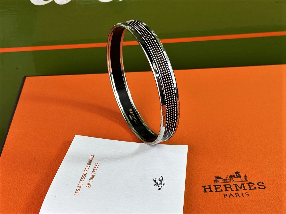 Hermes Paris Silver & Enamel Monogram Hermes Bracelet - Bild 6 aus 6