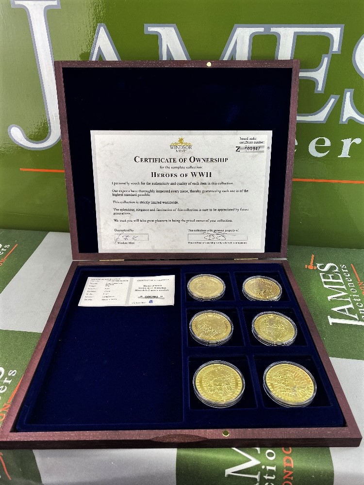 World War II Complete Set Gold Plated Coin Set Windsor Mint - Bild 6 aus 11